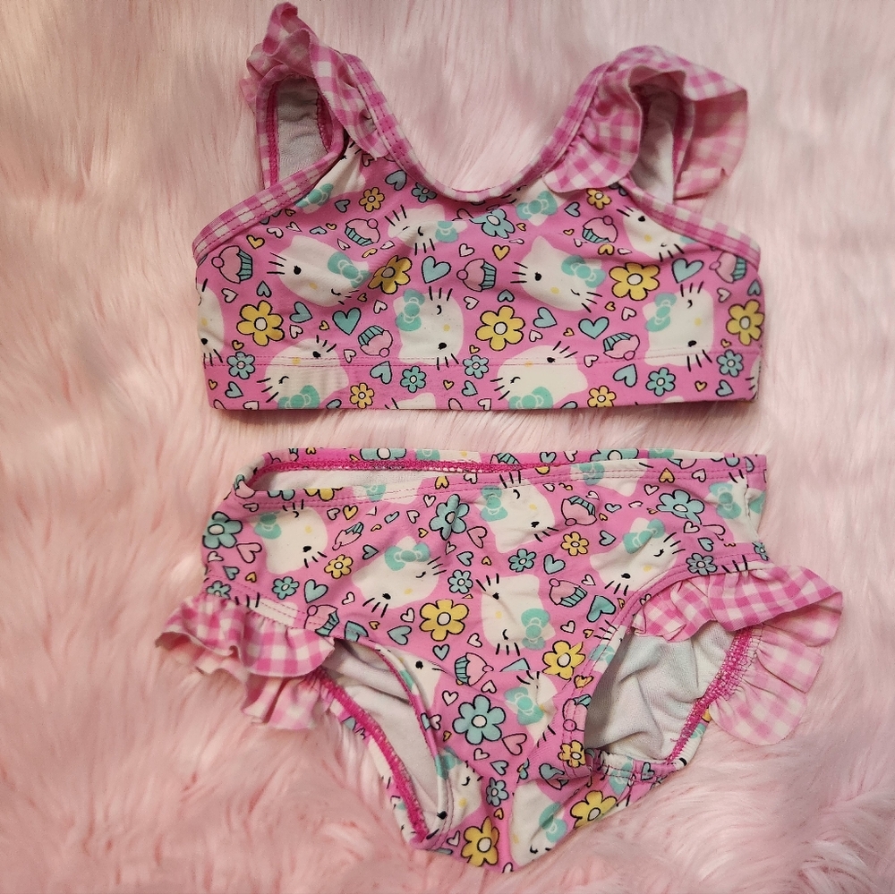 🖤 Hello Kitty Pink Floral Girls Bikini 4T